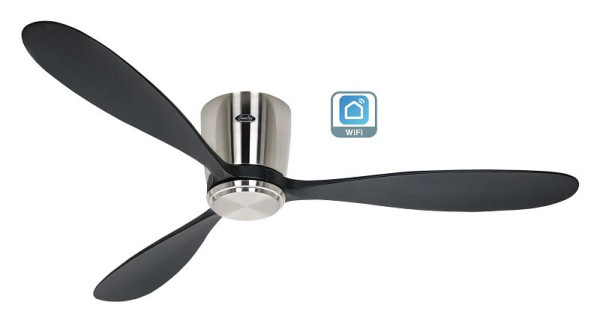CasaFan Deckenventilator Eco Plano Wood Chrom gebürstet-Massivholz Lack schwarz WiFi, 313290W