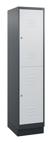 C+P Doppelstöckiger Spind Classic PLUS, Sockel, 1800x400x500mm, 7016/7035, Zylinderschlösser, 0803207-12 S10028