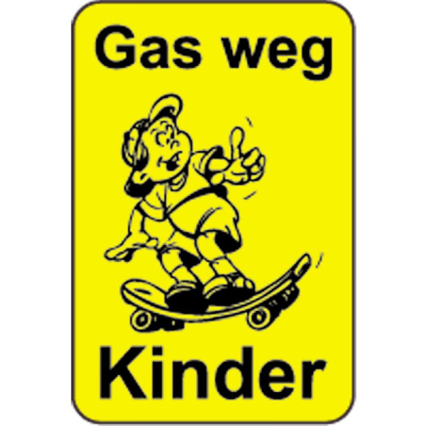 Stein HGS Kinderhinweisschild/Verkehrszeichen Gas weg Kinder, 650x1000mm, Grund: gelb lackiert, 14774