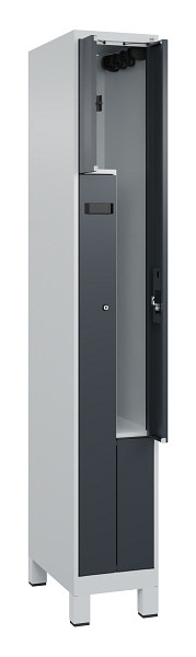 C+P Z-Spind Evolo PLUS, Füße, 2 Fächer, 1950x300x500mm, 7035/7016, Zylinderschloss, 049013-102 S10039