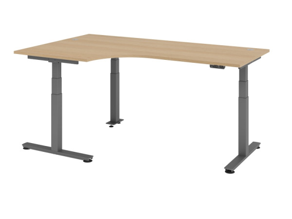 Hammerbacher Sitz-Steh-Winkeltisch elektrisch 200x120cm 90° Eiche, VXDSM82/E/G