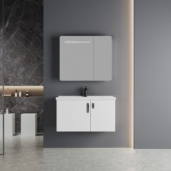 Sanotechnik BETA 80 Badezimmer-Schrank mit Waschtisch & Spiegel 80x47x52cm, B1080