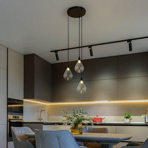 HOME DELUXE Hängeleuchte aus Glas CELIA Transparent, 3-flammig, 61078