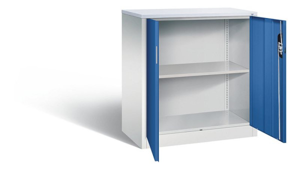 C+P Büroschrank Acurado, H1000xB930xT500mm, Farbe: Lichtgrau / Enzianblau, Muldengriff, 2 OH, 9286-1200 S10347