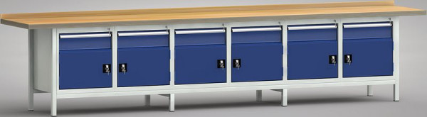 KLW Profi-Werkbank - 4000 x 700 x 905 mm, links: 150EA & Tür 350mm, rechts: 150EA & Tür 350mm, WP550E-4000M45-E1650