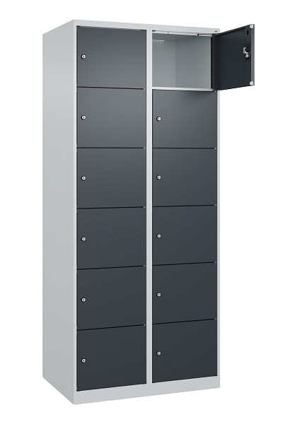 C+P Schließfachschrank Evolo PLUS, 12 Fächer, 1850x800x500mm, 7035/7016, 049000-226 S10012