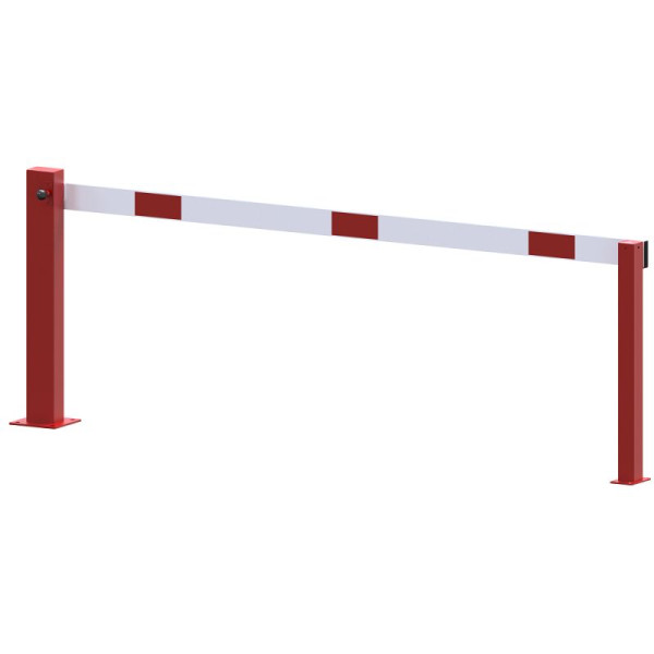 Stein HGS Kompakte Handschranke mit festem Auflagepfosten, Vorhangschloss, rot / weiß, 2500 mm, 63697.0015