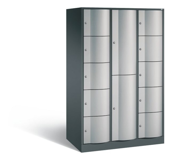 C+P Schließfachschrank Resisto, 12 Fächer, H1950xB1148xT640 mm, Anthrazit/Weißalu, 8070-3731 S10033
