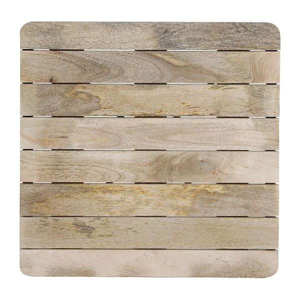 Bolero Bistro Esstisch Geschlitzte Mangoholzplatte Schwarzes Gestell 650mm, HZ812