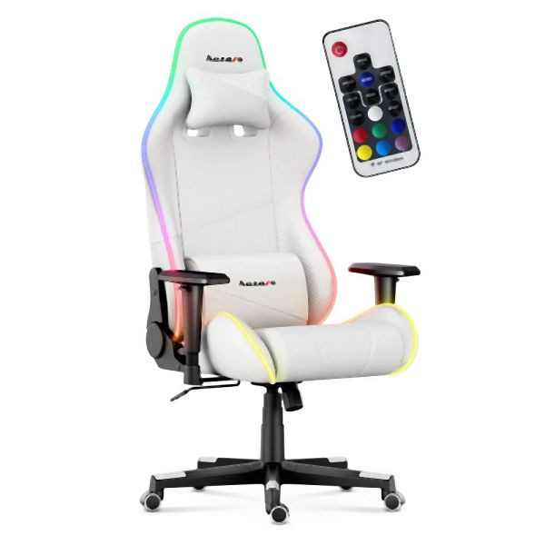 Huzaro Force 6.2 Weiß RGB-Drehstuhl, Neigen PLUS, HZ-FORCE 6.2 WHITE RGB, 5903796012996
