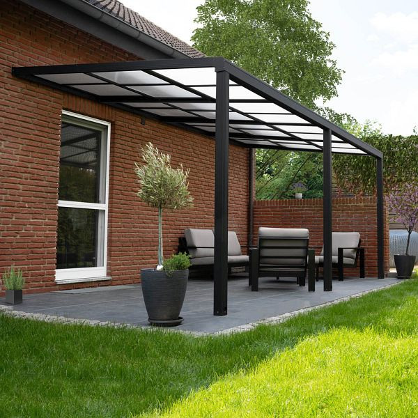 HOME DELUXE Terrassenüberdachung SOLIS DELUXE - 390 x 295 x 233/272 cm Grau, 32332