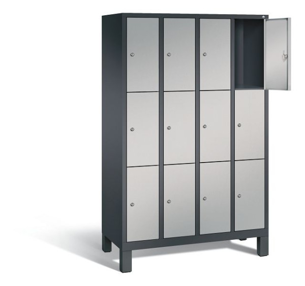 C+P Schließfachschrank Evolo, H1850xB1190xT500mm, Farbe: Schwarzgrau / Weißaluminium, 48010-403 S10164