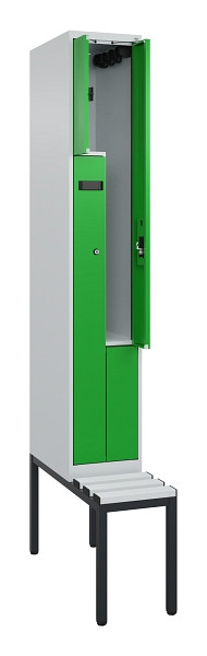 C+P Z-Spind Evolo PLUS, Bank, 2 Fächer, 2120x300x815mm, 7035/6037, Zylinderschloss, Sitzfläche Kunststoff, Sitzbank, 0490537-102 S10092