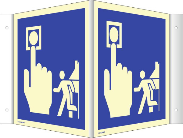 Moedel Winkelschild Hausalarm Evakuierung, Aluminium, langnachleuchtend, 160-mcd, 200x200 mm, 106006