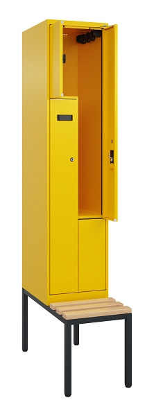 C+P Z-Spind Evolo PLUS, Bank, 2 Fächer, 2120x400x815mm, 1023/1023, Zylinderschloss, Sitzfläche Buche-Hartholz, Sitzbank, 0490537-122 S10049