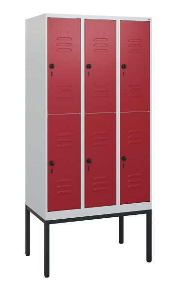 C+P Doppelstöckiger Spind Classic PLUS, Gestell, 3 Abteile, 1950x900x500mm, 7035/3003, Drehriegel, 0803305-30 S10001