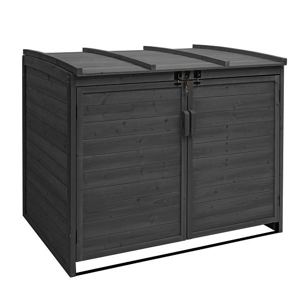 Mendler XL 2er-/4er-Mülltonnenverkleidung HWC-H75b, Mülltonnenbox, erweiterbar 121x66x92cm Holz, anthrazit, 81686