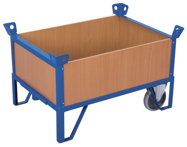 VARIOfit Rollplatte mit 4 Wänden, Ladefläche: 975 x 675 mm, RAL 5010 enzianblau, zu-1122