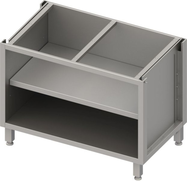 Stalgast Edelstahl Unterschrank Boxversion 2.0, für Beine/Sockelrahmen, offen, mit Zwischenboden 1400x540x660 mm, BX14550