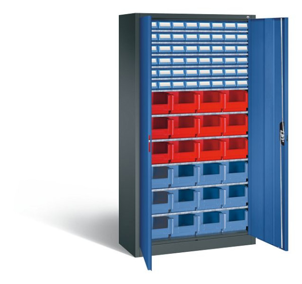 C+P Magazinschrank Serie 13, H1980xB1000xT420mm, Farbe: Anthrazitgrau / Enzianblau, Muldengriff, 133144-29 S10100