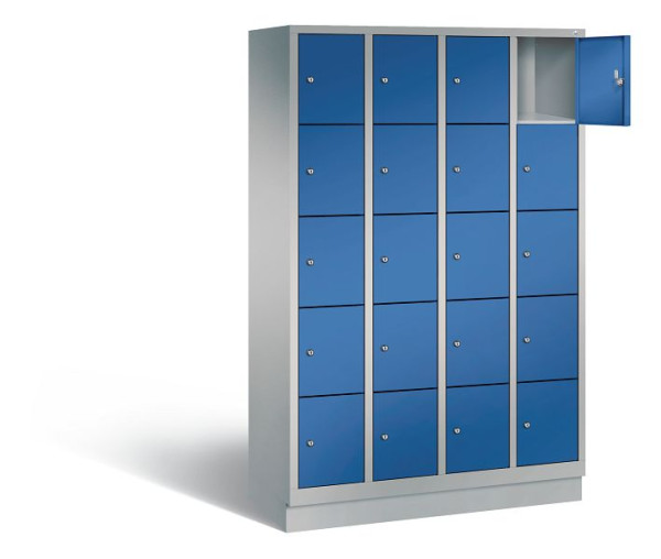 C+P Schließfachschrank Evolo, H1800xB1190xT500mm, Farbe: Weißaluminium / Enzianblau, 48020-405 S10317
