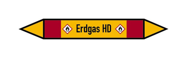 Schilder Klar Rohrleitungskennzeichen Erdgas HD, 187x26 mm Folie selbstklebend, 101550/31