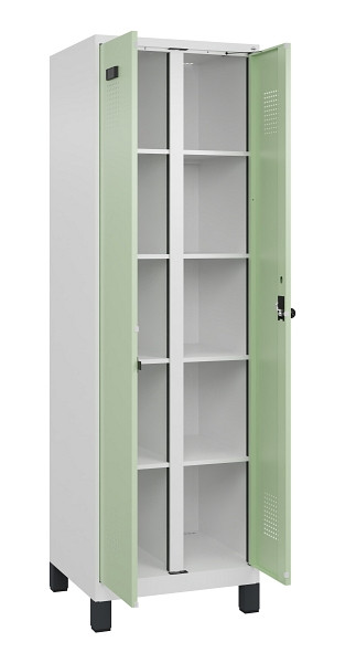C+P Wäsche-Spind Evolo PLUS, mit Füßen, 2 Abteile, 1950x600x500mm, 9016/6019, Verschluss Drehriegel, 049012-20B S10019
