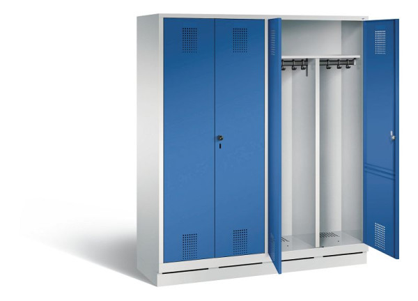 C+P Schwarz-Weiss-Spind Evolo, H1800xB1590xT500mm, Farbe: Lichtgrau / Enzianblau, 48022-42 S10011