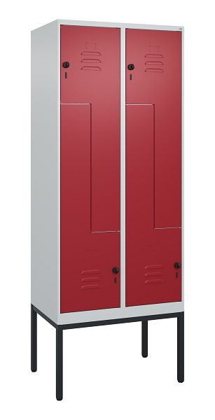 C+P Z-Spind Classic PLUS, Gestell, 4 Abteile, 2120x800x500mm, 7035/3003, Drehriegel, 0800337-224 S10001