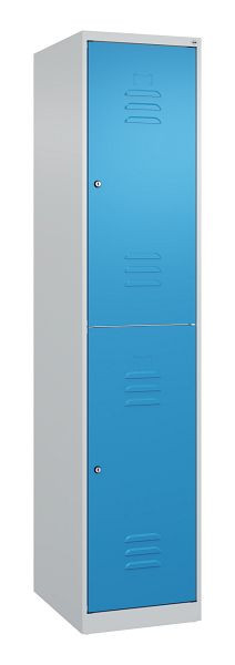 C+P Doppelstöckiger Spind Classic PLUS, 1850x400x500mm, 7035/5012, Zylinderschlösser, 080300-12 S10040