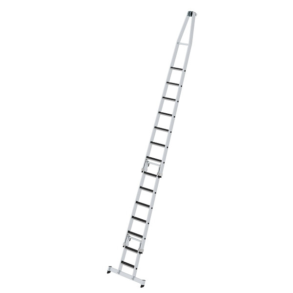 Munk Günzburger Steigtechnik Stufen-Glasreinigerleiter-Satz mit nivello®-Traverse und clip-step R13 Kombi mit 2 Unterteilen, 040742