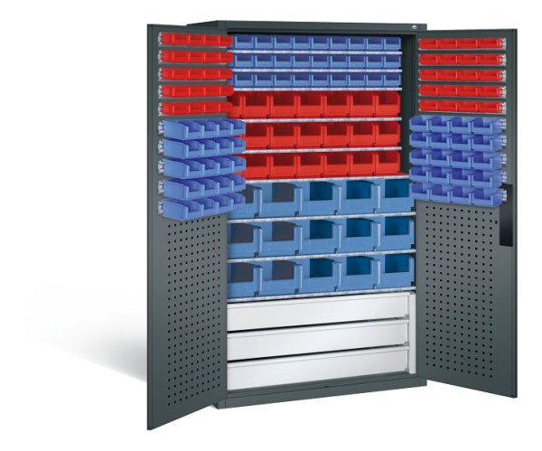 C+P Magazinschrank Serie 13, H1950xB1100xT535mm, Farbe: Anthrazitgrau, Muldengriff, 130276-63 S10032