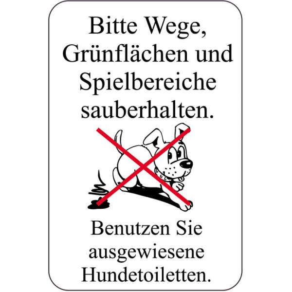 Stein HGS Sonderschild, Bitte Wege, Grünflächen und Spielbereiche sauberhalten. Benutzen Sie ausgewiesene Hundetoiletten, 400 x 600 mm, 15075