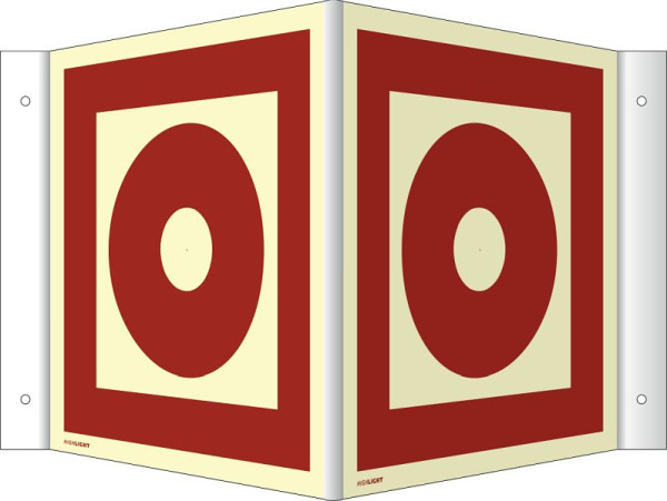 Moedel Winkelschild Brandmelder manuell, Kunststoff, nachleuchtend, 160-mcd, 200x200 mm, 76849