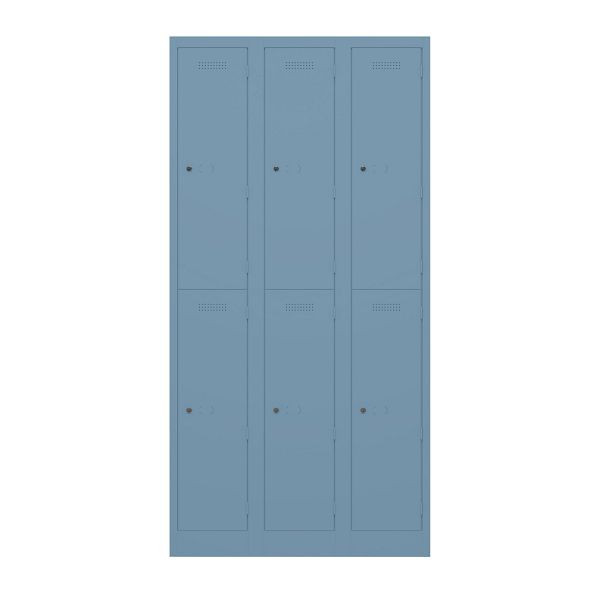 Bisley Garderobenschrank Primary Locker, 3 Abteile mit je 2 Fächern übereinander, 605 blau, PL3050T2605