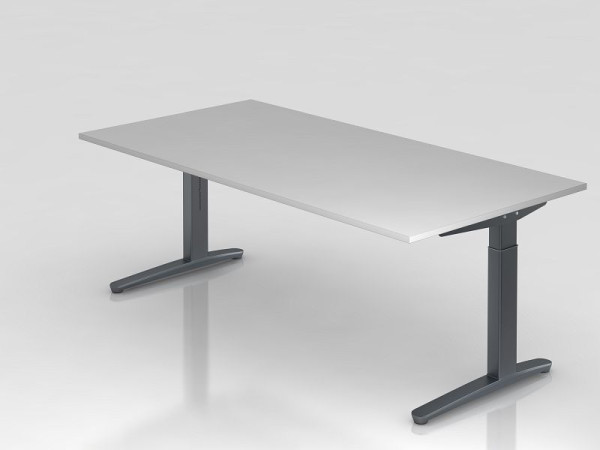 Hammerbacher Schreibtisch C-Fuß 200x100cm Grau/Graphit, Rechteckform, VXB2E/5/GG