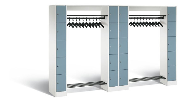 C+P Garderobe Serie 8070, H1950xB2840xT480 mm, Weiß/Horizontblau, 80730-20 S10248