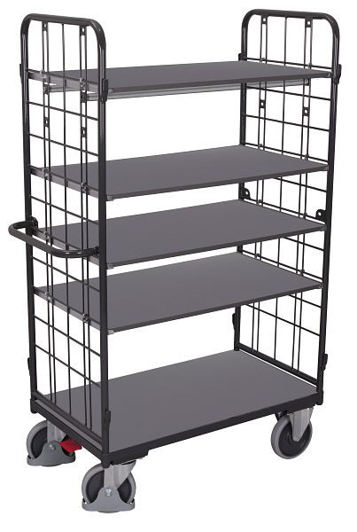 VARIOfit Etagenwagen hoch, Außenmaße: 1.385 x 820 x 1.820 mm, RAL 7016 anthrazitgrau, 4 variable Etagenböden, sw-800.217/AG