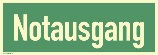 Moedel Notausgang, Textschild, Kunststoff, langnachleuchtend, 160-mcd, 297x105 mm, 60917