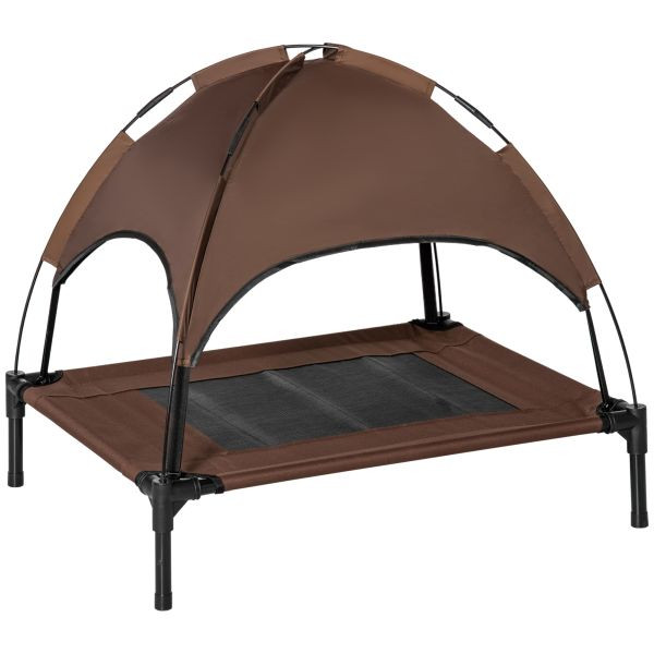 PawHut Haustierbett mit Baldachin Erhöhtes Hundebett Hundeliege outdoor Kaffee, D04-058CF