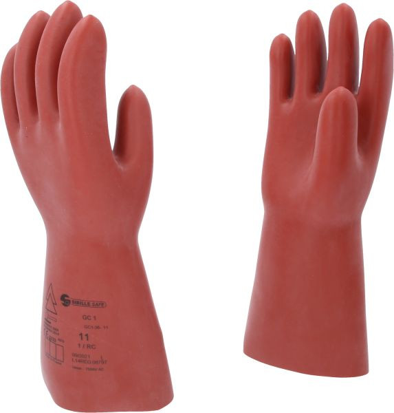 KS Tools Elektriker-Schutzhandschuh mit mechanischem Schutz, Größe 11, Klasse 1, rot, 117.0073