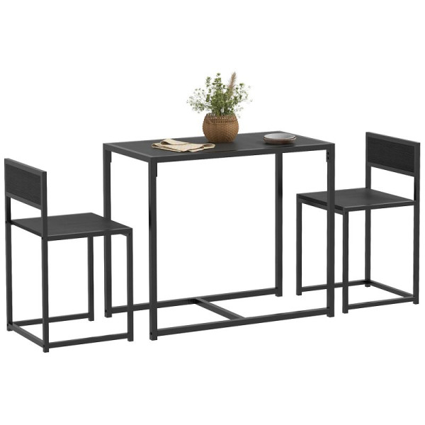 HOMCOM 3-teiliges Bartisch-Set Hochtisch-Set 3-teilig, 2 Stühle, 1 Tisch, 835-136V80BK