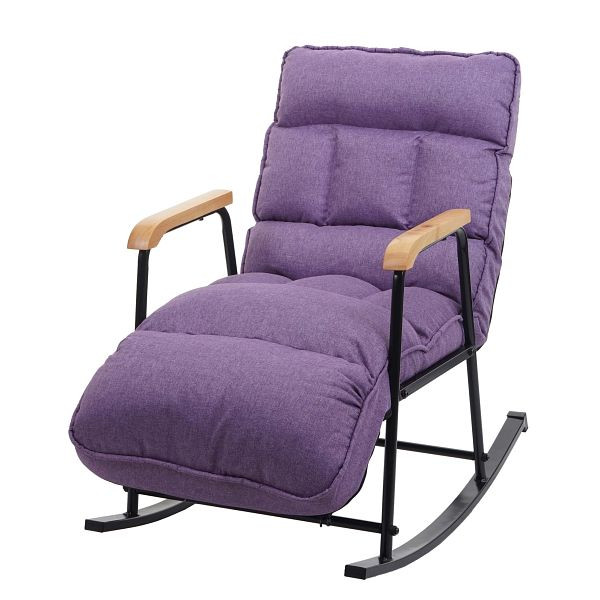 Mendler Schaukelstuhl HWC-K40, Schaukelsessel Schwingstuhl Relaxsessel, Liegefunktion Metall, Stoff/Textil lila-flieder, 92083