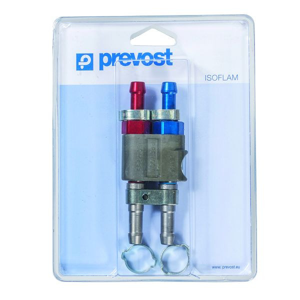 Prevost Doppelte Sicherheitskupplungen und Stecknippel für Schlauchverlängerungen, Ausgang Ø=6x12mm, Eingang Druckminderventil/SchlauchØ=6x12mm, SIK 0606DR