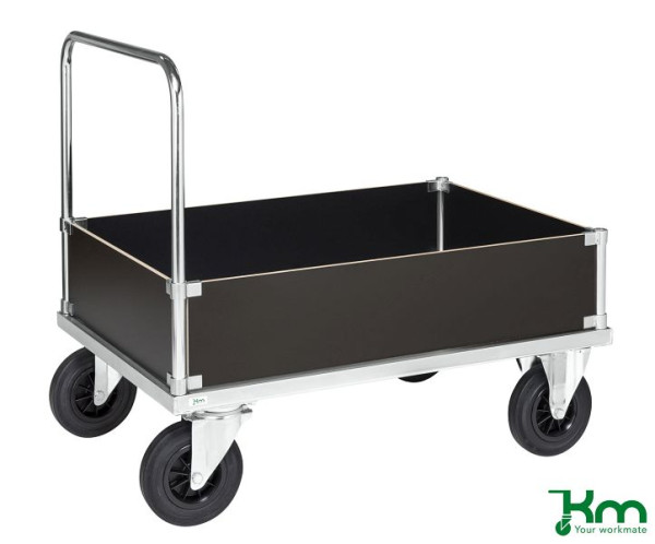 Kongamek Kofferwagen, 2 Räder mit Bremsen, 1000 x 700 x 900 mm, niedrige Kanten, elektrolytisch verzinkt, KM635-2LB