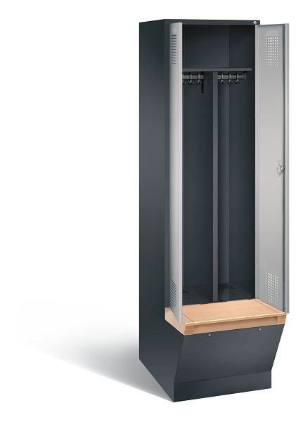 C+P Schwarz-Weiss-Spind Evolo, H2090xB610xT815mm, Farbe: Schwarzgrau / Weißaluminium, 48056-20 S10221