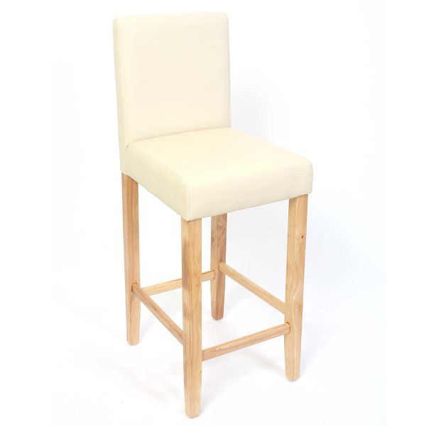 Mendler 2er-Set Barhocker Barstuhl M37 Kunstleder, creme, helle Füße, 22286