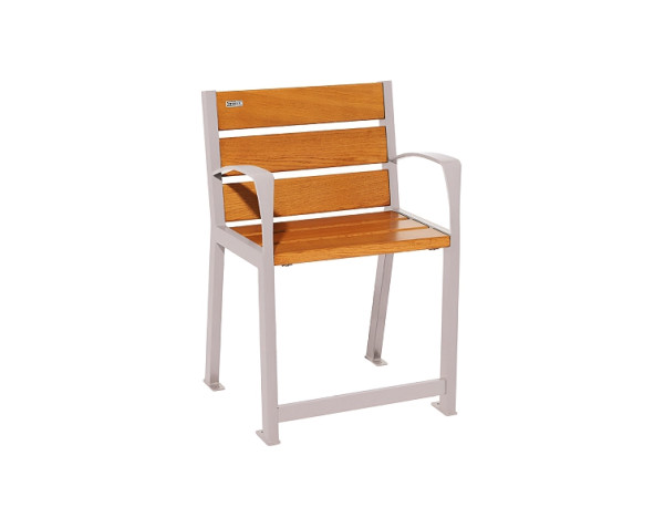 Procity Stuhl Silaos Für Senioren 6 Holzlatten, Mit Armlehne, Holz & Stahl, helle Eiche/RAL 7044, 209620.7044.CHEC