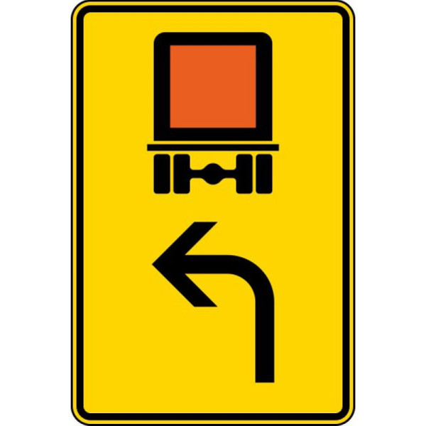 Stein HGS Vorwegweiser für kennzeichnungspflichtige Fahrzeuge mit gefährlichen Gütern (linksweisend) Nr. 442-11, 1260x840mm /RA1/Flachform 3mm, 442-11-313