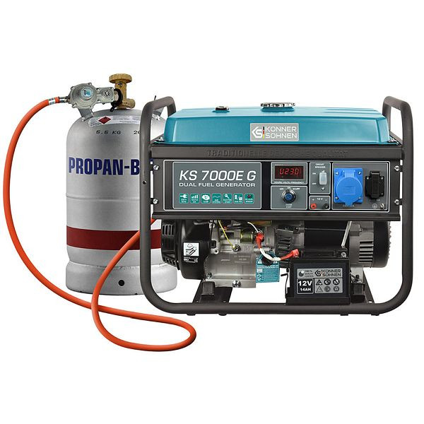 Könner & Söhnen 5500W, DUAL FUEL Benzin/LPG, E-start, HYBRID Stromerzeuger, 1x16A(230V)/1x32A(230V), KS 7000E G